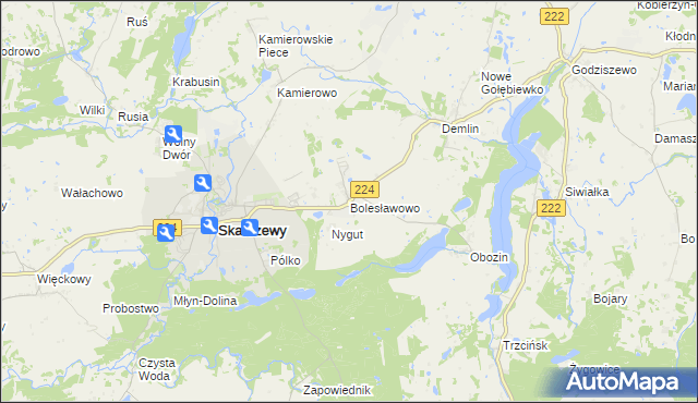 mapa Bolesławowo gmina Skarszewy, Bolesławowo gmina Skarszewy na mapie Targeo