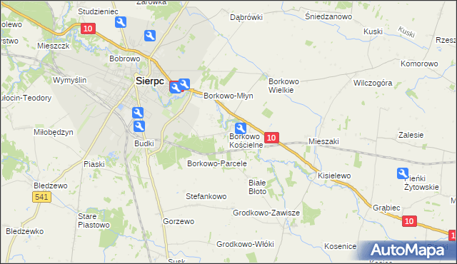 mapa Borkowo Kościelne, Borkowo Kościelne na mapie Targeo
