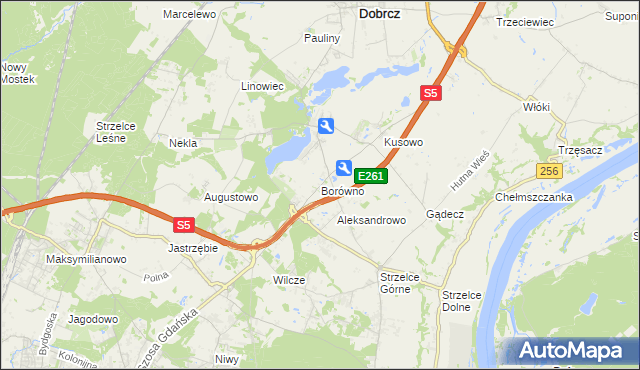 mapa Borówno gmina Dobrcz, Borówno gmina Dobrcz na mapie Targeo