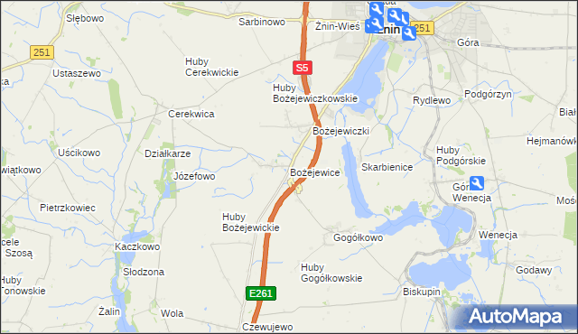 mapa Bożejewice gmina Żnin, Bożejewice gmina Żnin na mapie Targeo