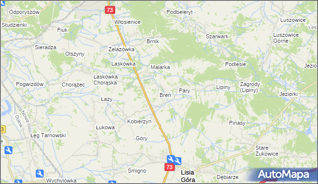 mapa Breń gmina Lisia Góra, Breń gmina Lisia Góra na mapie Targeo