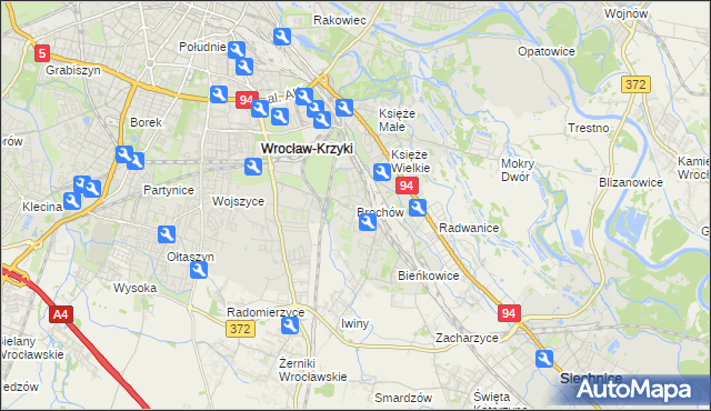 mapa Brochów gmina Wrocław, Brochów gmina Wrocław na mapie Targeo