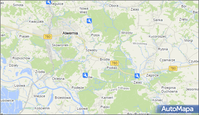 mapa Brodła, Brodła na mapie Targeo