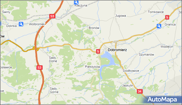 mapa Bronówek gmina Dobromierz, Bronówek gmina Dobromierz na mapie Targeo