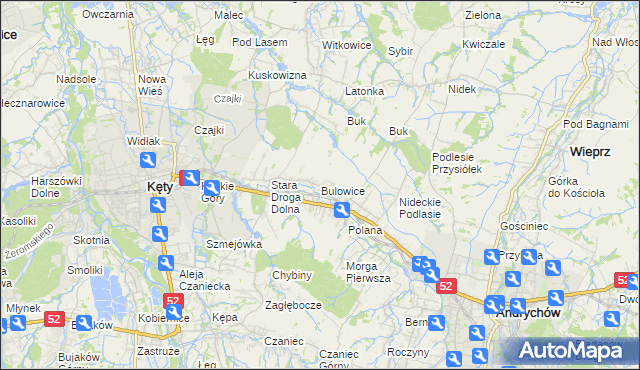 mapa Bulowice, Bulowice na mapie Targeo