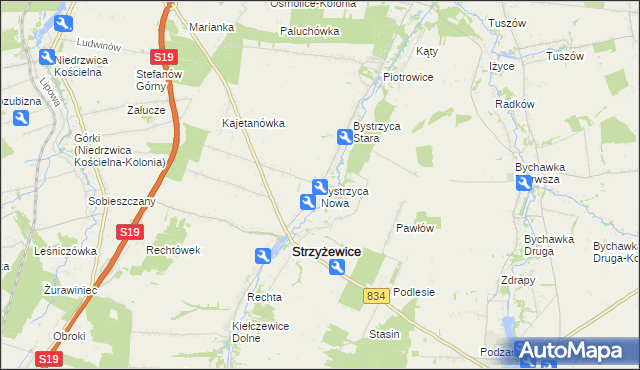 mapa Bystrzyca Nowa, Bystrzyca Nowa na mapie Targeo