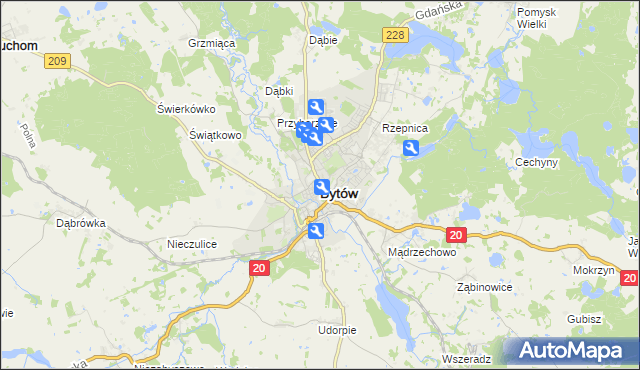 mapa Bytów, Bytów na mapie Targeo