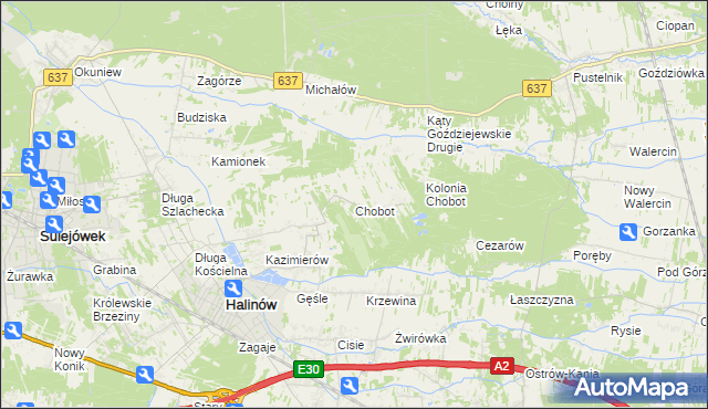 mapa Chobot gmina Halinów, Chobot gmina Halinów na mapie Targeo