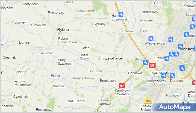 mapa Ćmiszew-Parcel, Ćmiszew-Parcel na mapie Targeo
