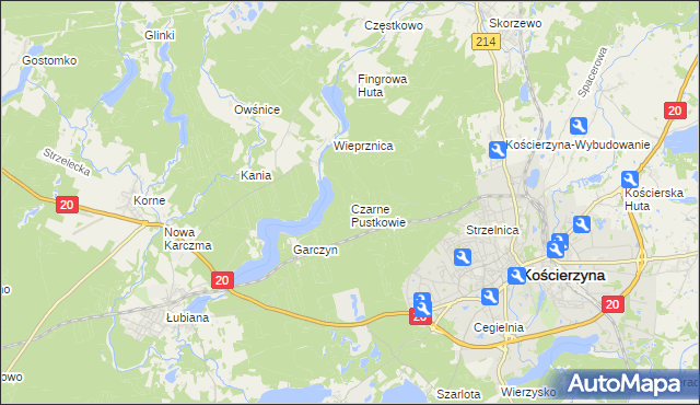 mapa Czarne Pustkowie, Czarne Pustkowie na mapie Targeo