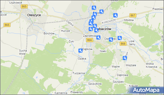 mapa Dąbków, Dąbków na mapie Targeo