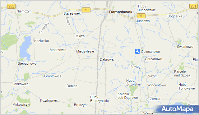 mapa Dąbrowa gmina Damasławek, Dąbrowa gmina Damasławek na mapie Targeo