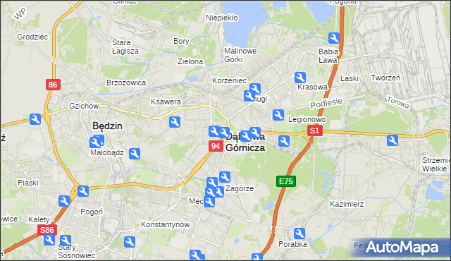 mapa Dąbrowa Górnicza, Dąbrowa Górnicza na mapie Targeo