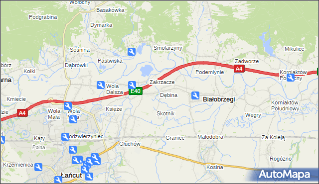 mapa Dębina gmina Białobrzegi, Dębina gmina Białobrzegi na mapie Targeo