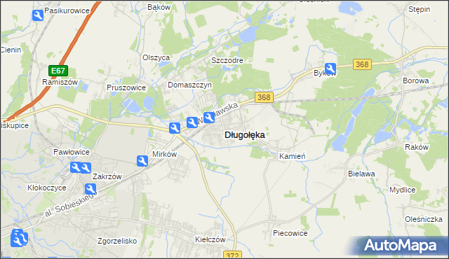 mapa Długołęka powiat wrocławski, Długołęka powiat wrocławski na mapie Targeo