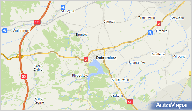 mapa Dobromierz powiat świdnicki, Dobromierz powiat świdnicki na mapie Targeo