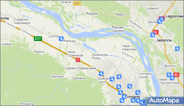 mapa Dziekanów Polski, Dziekanów Polski na mapie Targeo