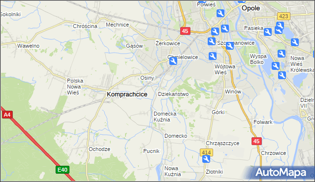 mapa Dziekaństwo, Dziekaństwo na mapie Targeo