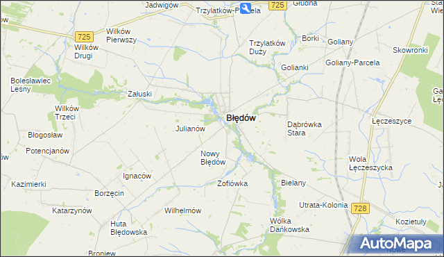 mapa Fabianów gmina Błędów, Fabianów gmina Błędów na mapie Targeo