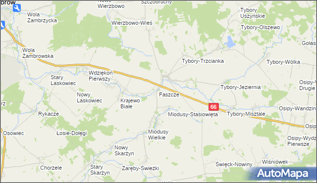 mapa Faszcze gmina Wysokie Mazowieckie, Faszcze gmina Wysokie Mazowieckie na mapie Targeo