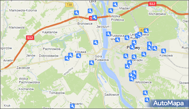 mapa Góra Puławska, Góra Puławska na mapie Targeo