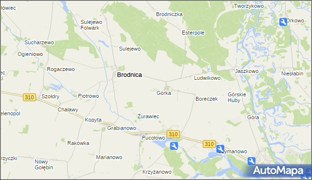 mapa Górka gmina Brodnica, Górka gmina Brodnica na mapie Targeo