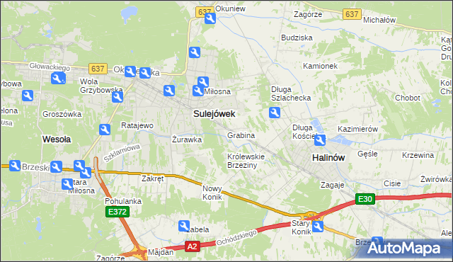 mapa Grabina gmina Halinów, Grabina gmina Halinów na mapie Targeo