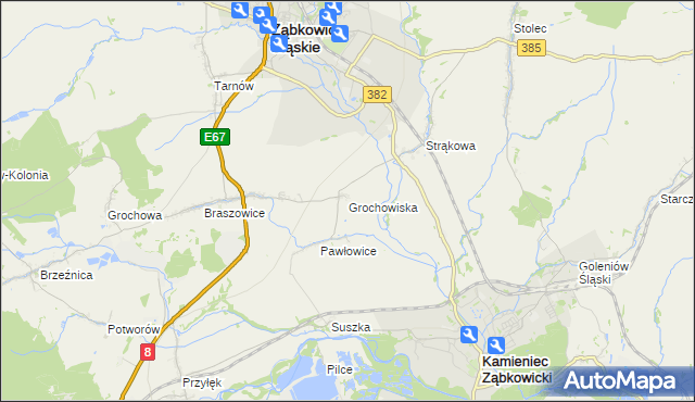 mapa Grochowiska gmina Ząbkowice Śląskie, Grochowiska gmina Ząbkowice Śląskie na mapie Targeo