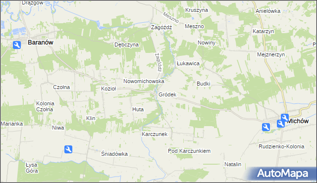 mapa Gródek gmina Baranów, Gródek gmina Baranów na mapie Targeo