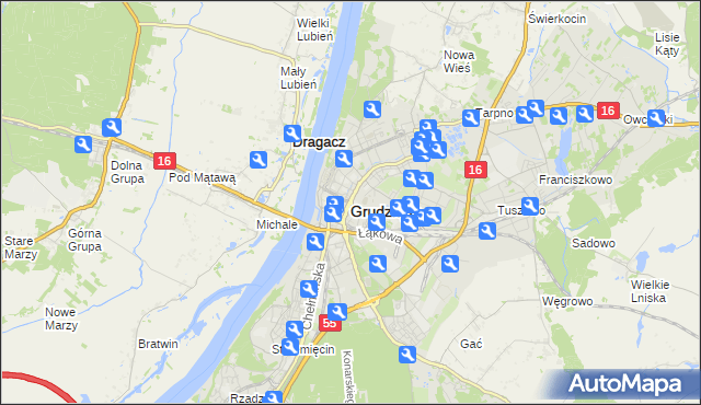mapa Grudziądza, Grudziądz na mapie Targeo