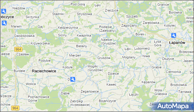 mapa Gruszów gmina Raciechowice, Gruszów gmina Raciechowice na mapie Targeo