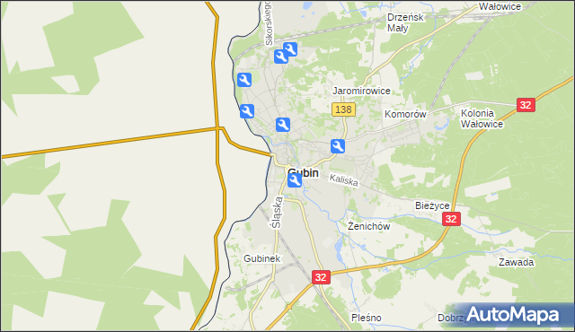 mapa Gubin, Gubin na mapie Targeo