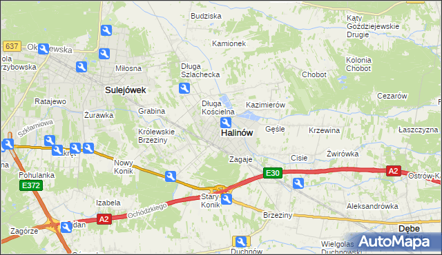 mapa Halinów powiat miński, Halinów powiat miński na mapie Targeo