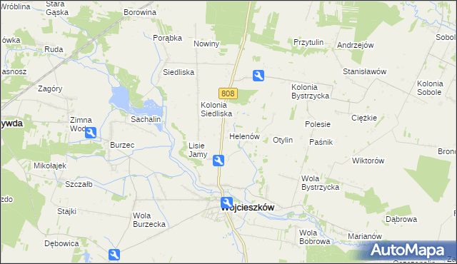 mapa Helenów gmina Wojcieszków, Helenów gmina Wojcieszków na mapie Targeo