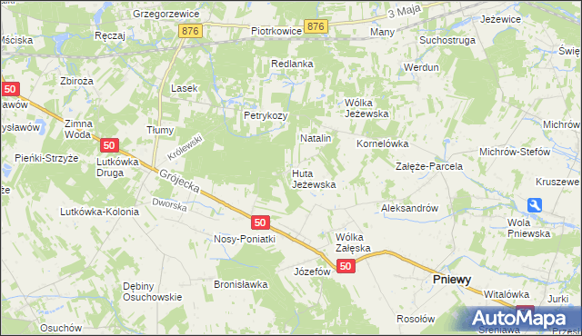 mapa Huta Jeżewska, Huta Jeżewska na mapie Targeo