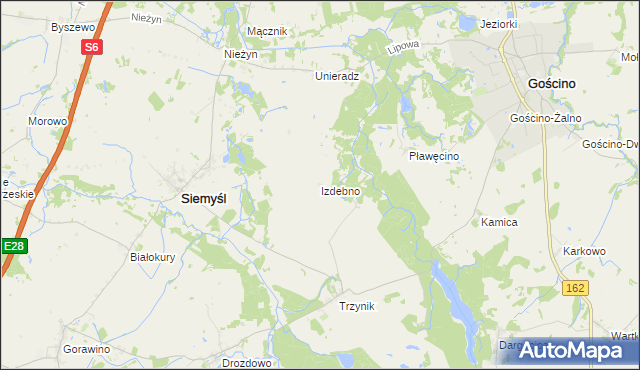 mapa Izdebno gmina Siemyśl, Izdebno gmina Siemyśl na mapie Targeo