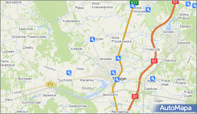 mapa Janówek gmina Tarczyn, Janówek gmina Tarczyn na mapie Targeo