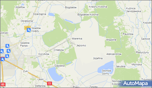 mapa Jeziorko gmina Przykona, Jeziorko gmina Przykona na mapie Targeo