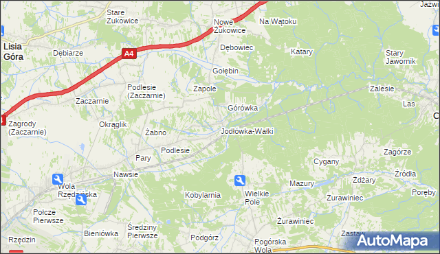 mapa Jodłówka-Wałki, Jodłówka-Wałki na mapie Targeo