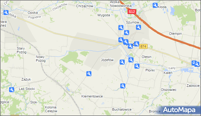 mapa Józefów gmina Kurów, Józefów gmina Kurów na mapie Targeo