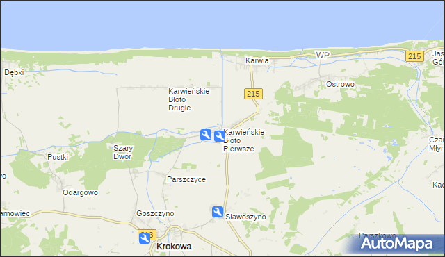 mapa Karwieńskie Błoto Pierwsze, Karwieńskie Błoto Pierwsze na mapie Targeo