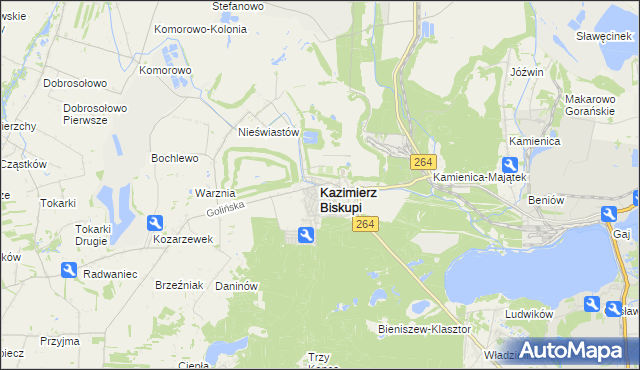 mapa Kazimierz Biskupi, Kazimierz Biskupi na mapie Targeo