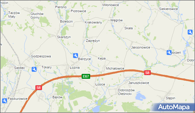 mapa Kępa gmina Długołęka, Kępa gmina Długołęka na mapie Targeo