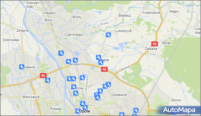 mapa Kępa gmina Łubniany, Kępa gmina Łubniany na mapie Targeo