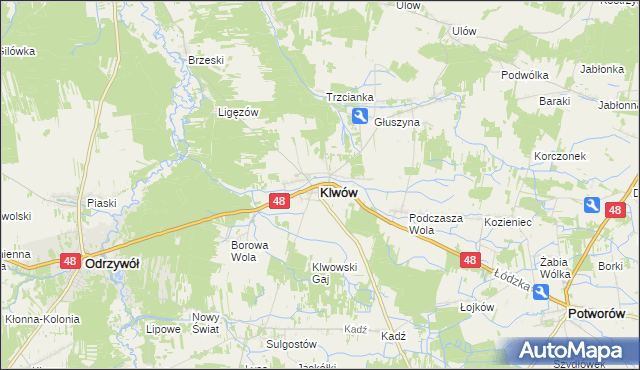 mapa Klwów, Klwów na mapie Targeo