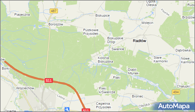 mapa Kolonia Biskupska, Kolonia Biskupska na mapie Targeo
