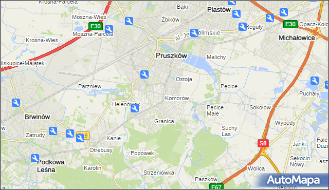 mapa Komorów gmina Michałowice, Komorów gmina Michałowice na mapie Targeo
