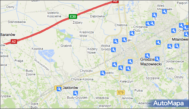mapa Kozery, Kozery na mapie Targeo
