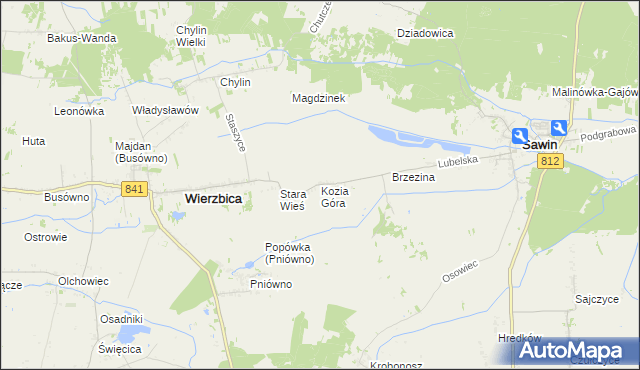 mapa Kozia Góra gmina Wierzbica, Kozia Góra gmina Wierzbica na mapie Targeo