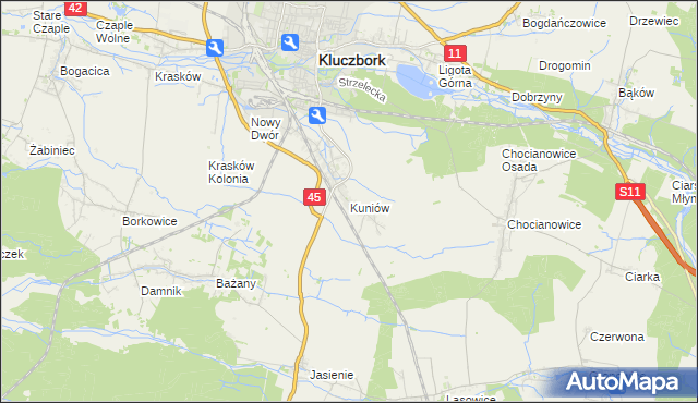 mapa Kuniów, Kuniów na mapie Targeo